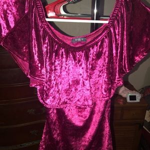 Velvet off the shoulder body suit